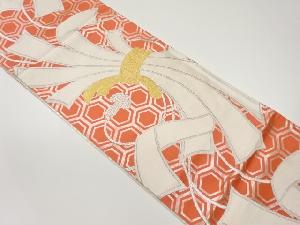 亀甲に束ね熨斗模様織出し袋帯